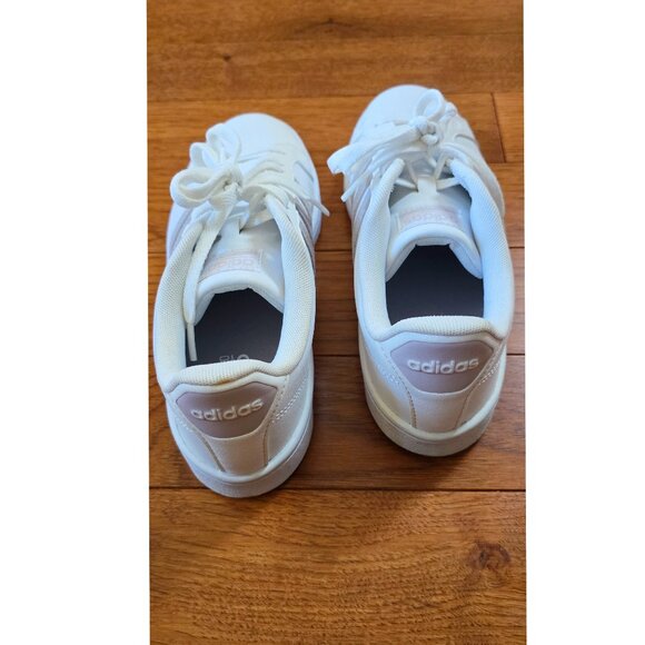 Adidas Women's Cloudfoam Advantage Sneaker White with Ice Purple Stripes 8 38 - Picture 6 of 7